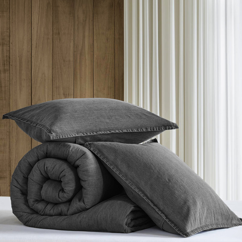 3 pièces d'édredon en sergé très grand / très grand - respirant et confortable, délavé à la pierre, rembourré pour plus de chaleur, décor polyvalent,