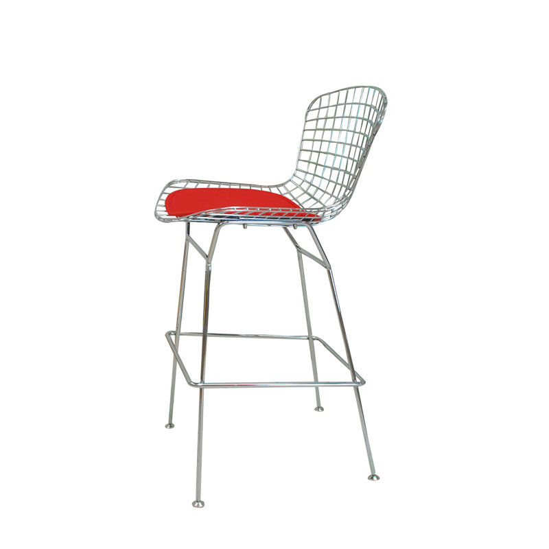 Jaaziah Upholstered Counter Stool with Metal Frame, Red, Bar Stool (28" Seat Height)