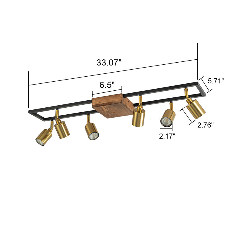  6 - Light 33.1 Inches Square Flush Mount Track Light Kit And Adjustable Head