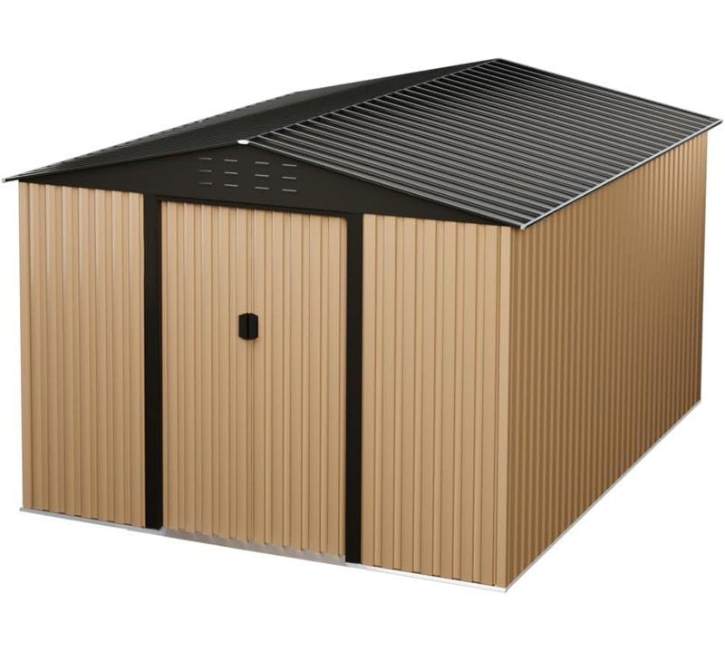 Remise en métal 10 pi x 8 pi robuste et imperméable avec porte verrouillable pour jardin / patio