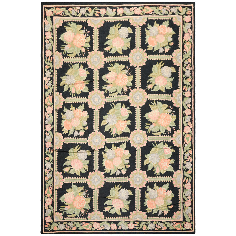 Tapis gris anthracite en laine tissé à la main 6x9
