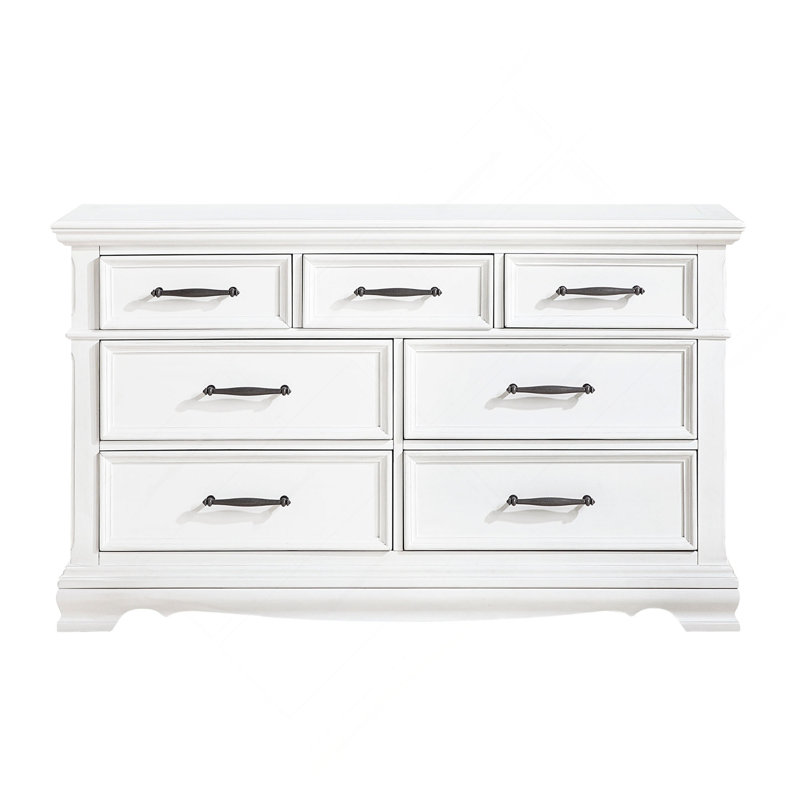 Élégante armoire de rangement en bois massif à 7 tiroirs avec armoire de rangement