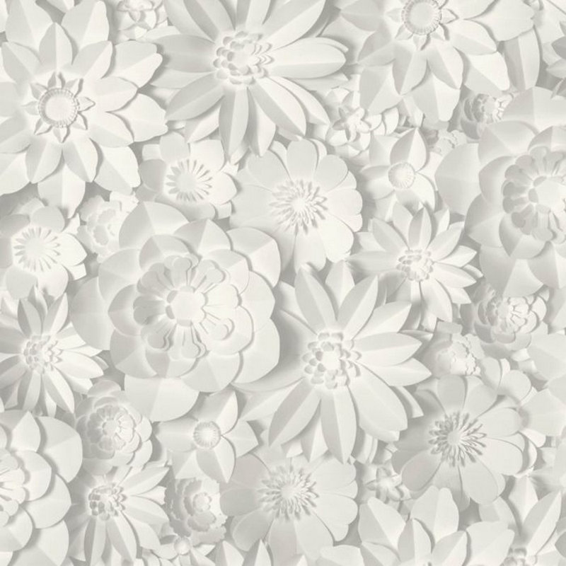 Dimensions Floral 10.05m x 53cm Wallpaper Roll, Floral White