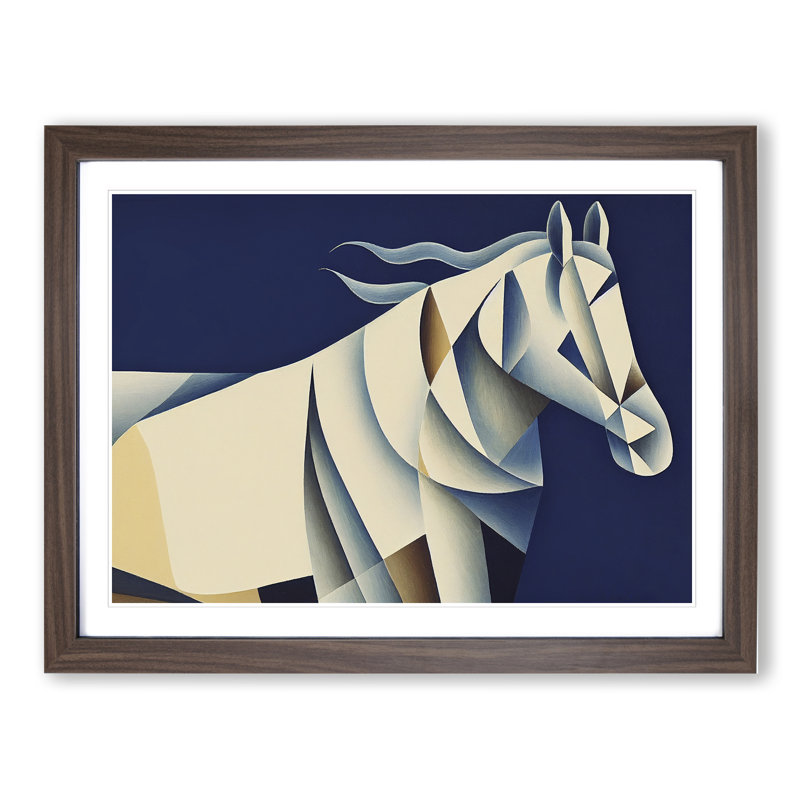 Soulful Horse Abstract - Framed Print, 25cm H x 34cm W x 2cm D, Walnut