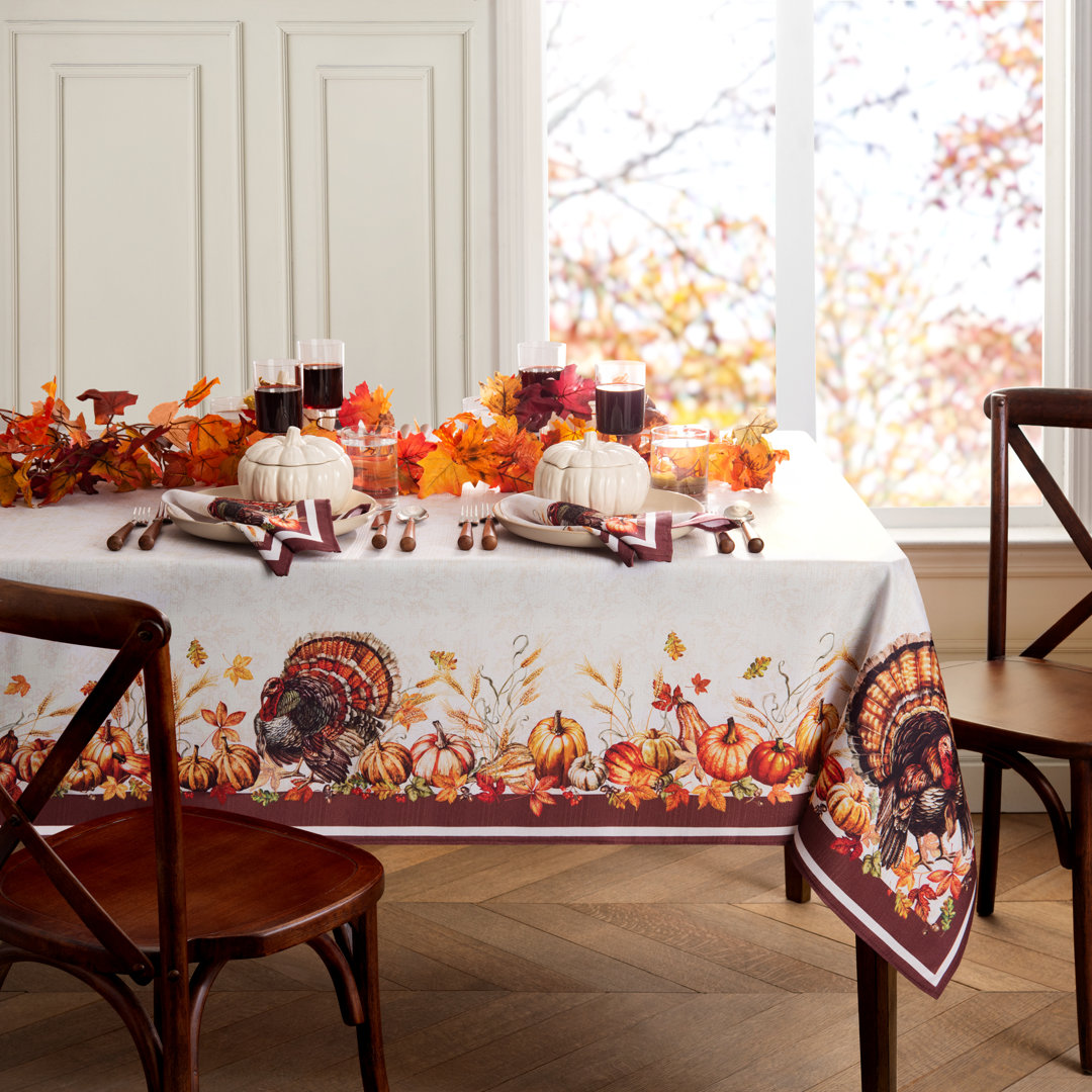 Goldene Rectangle Thanksgiving Turkey Polyester Tablecloth The Holiday Aisle®