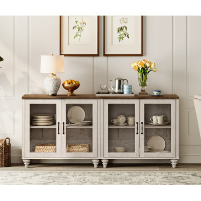 Buffet en bois manufacturé et robuste l 67,7 po avec tablettes réglables Scarlett
