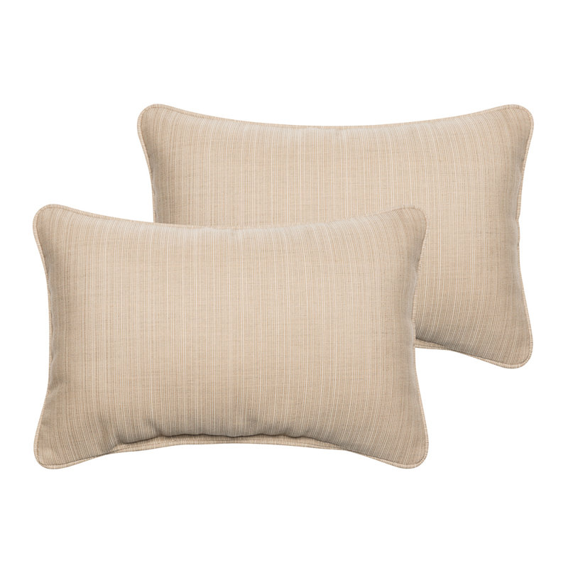 Corded Indoor / Outdoor Lumbar Pillow, Tan