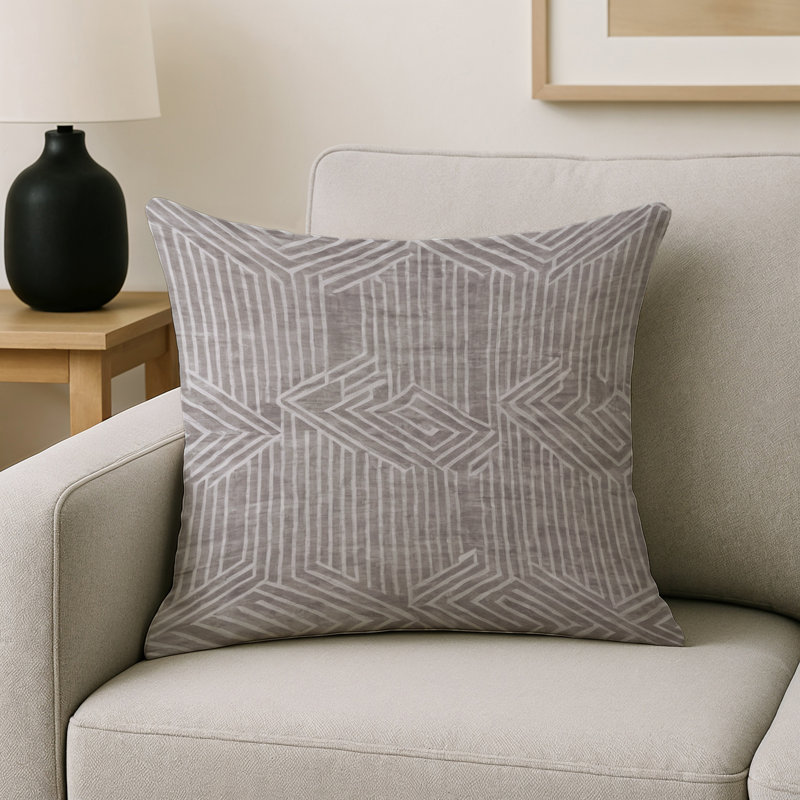 Coussin décoratif intérieur et extérieur Modern, Gris abstrait 18, Carré 16 po