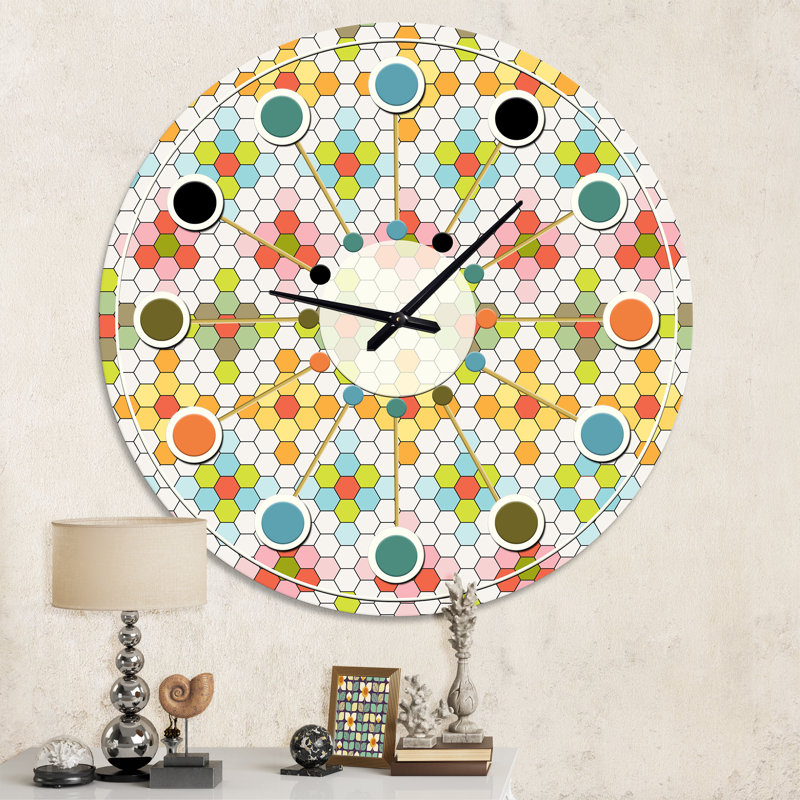 Retro Geometric Design IX - Mid-Century Modern wall clock, Medium