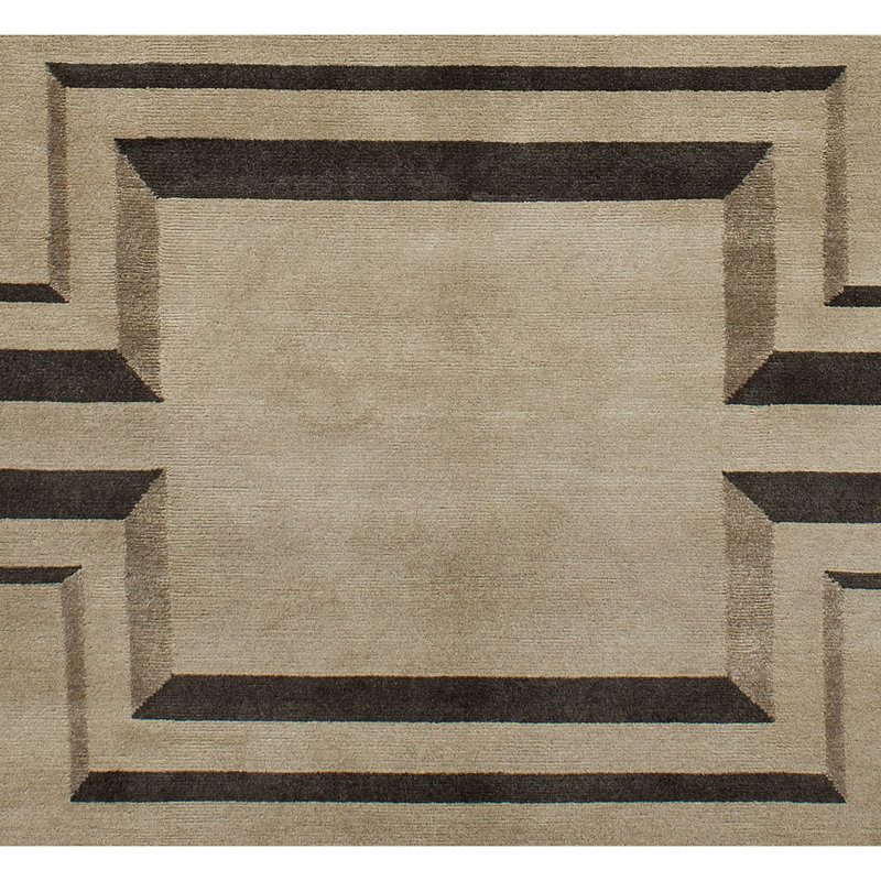 Geometric Area Rug in Black/Sand, Rectangle 9' x 12'