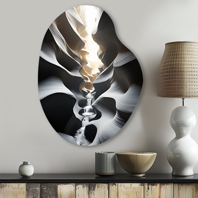«Black White Canyon Whispering Walls In I», art mural en métal asymétrique, reproduction de sculpture murale en métal de forme unique