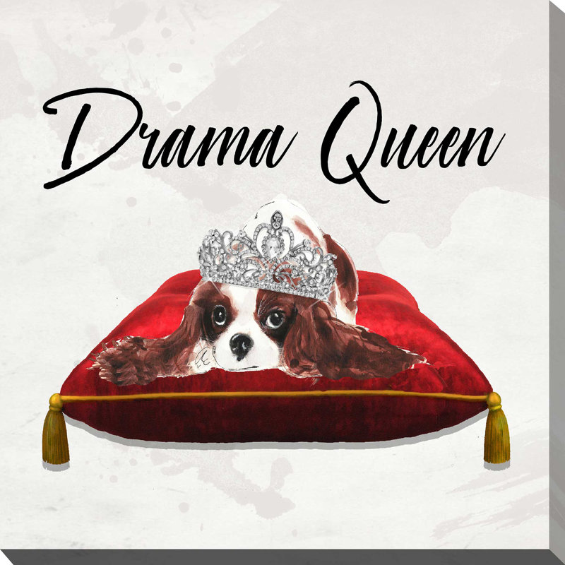 Drama Queen Charles Cavalier (Square) par By Jodi - impression, H 18 po x l 18 po x p 1 po, Toile tendue