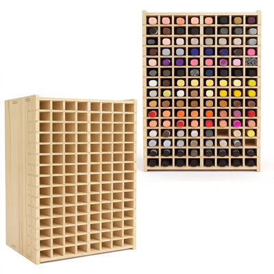 Organisateur de marqueurs en bois à 120 emplacements, porte-stylos/marqueurs de bureau en MDF avec compartiments quadrillés pour marqueurs de peinture, fournitures artistiques, perles de loisirs créatifs, stylos à dessin et articles de papeterie, blanc