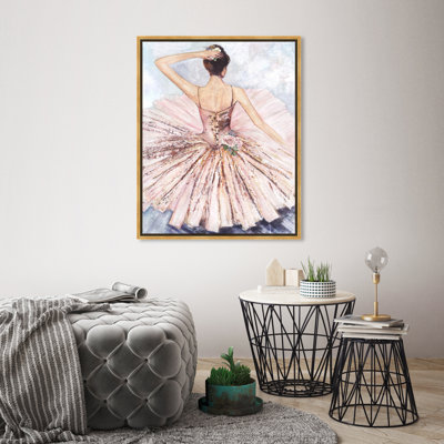 "Ballet Inspired Roses", Ballet Dancer Tutu Glam Pink Canvas Wall Art Print For Living Room