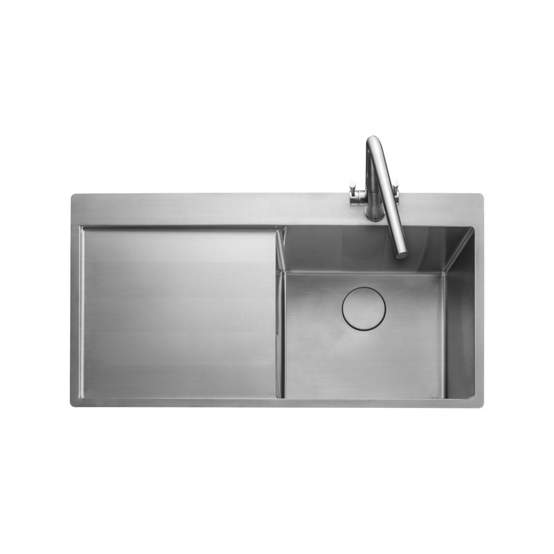 Rangemaster Sink & Taps 500mm W Single Bowl Stainless Steel Drop-In Kitchen Sink with 1 Faucet Hole