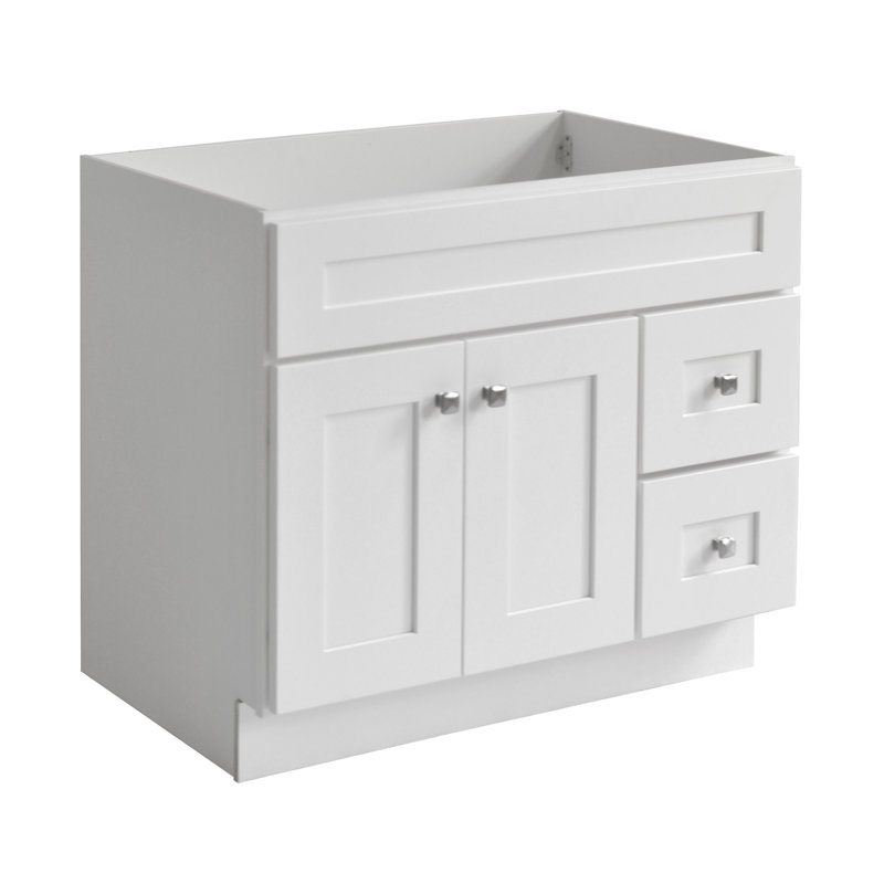 Brookings 36 Inch Bathroom Vanity, Shaker, Solid Wood, Fully Assembled, Sherwin Williams® Gray – Design House, 215749, White