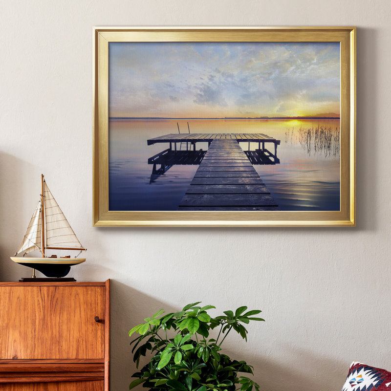 «Evening Calm», toile encadrée de qualité supérieure - prête à être accrochée, H 26,5 po x l 36,5 po x P 1 po, Cadre doré