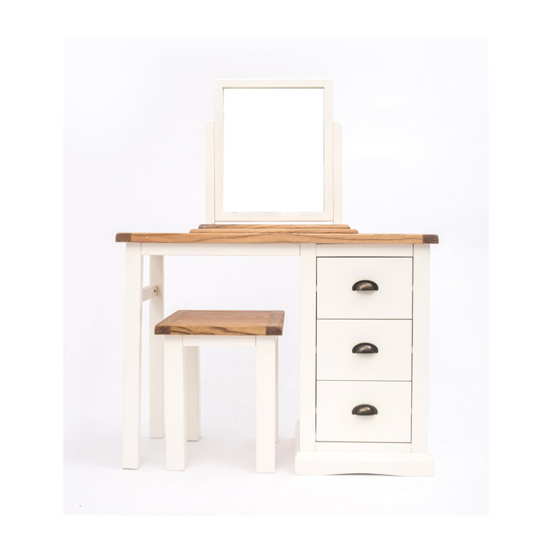 Minto Dressing Table with Mirror, Off White