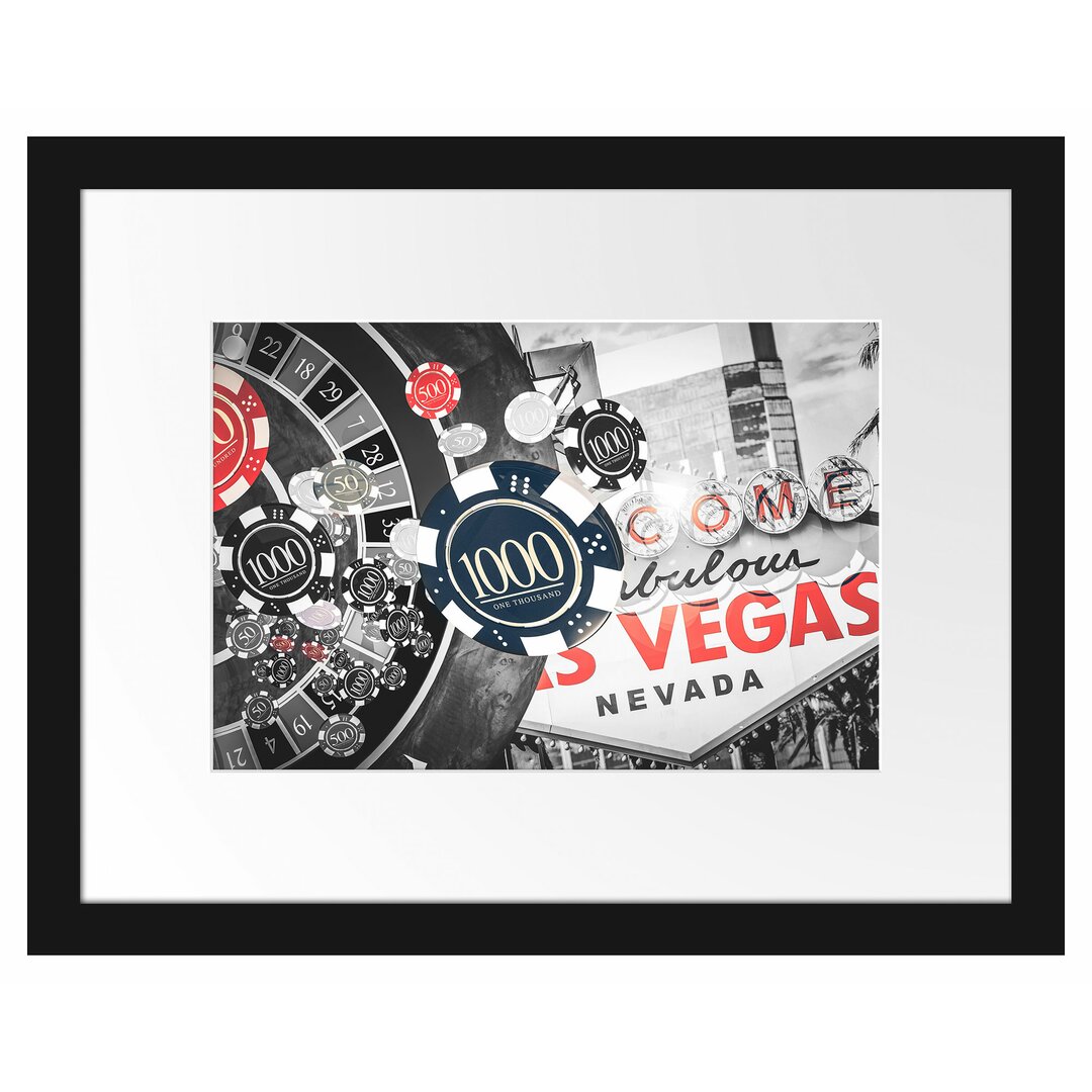 Gerahmtes Poster Las Vegas Casino Roulette