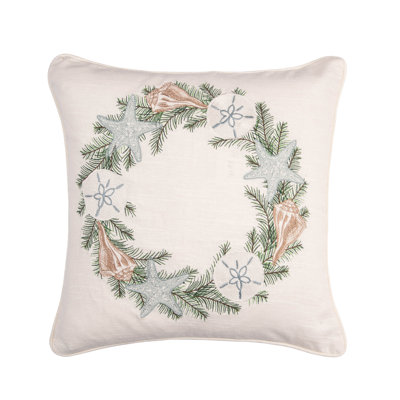 18" x 18" Shell Wreath Throw Pillow