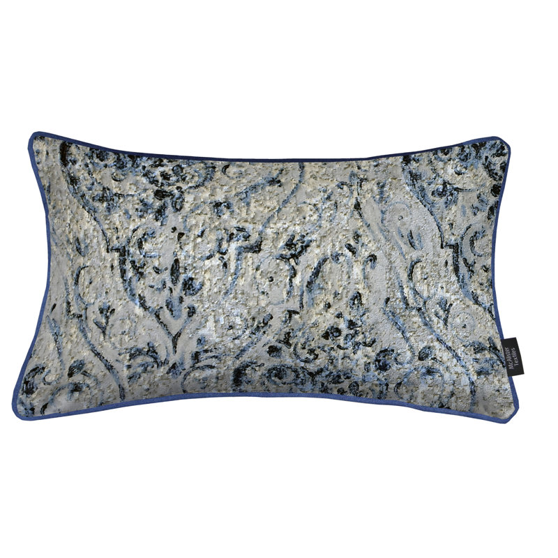 Renaissance Damask Rectangular Throw Cushion, Navy Blue, 50cm H x 30cm W x 5cm D