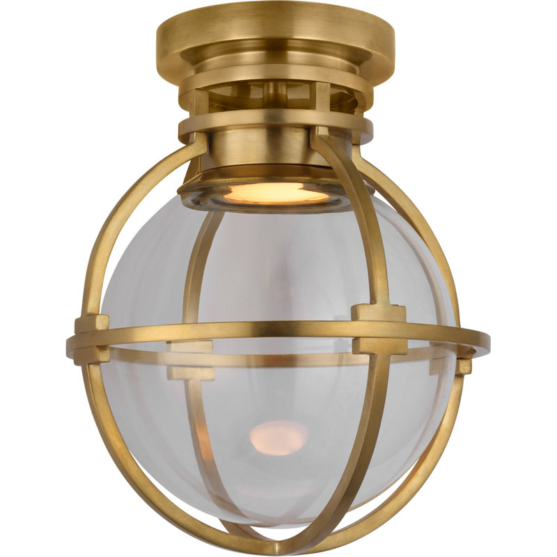 Chapman & Myers Gracie Captured Globe Flush Mount, Antique Burnished Brass, 13" H x 10" W x 10" D