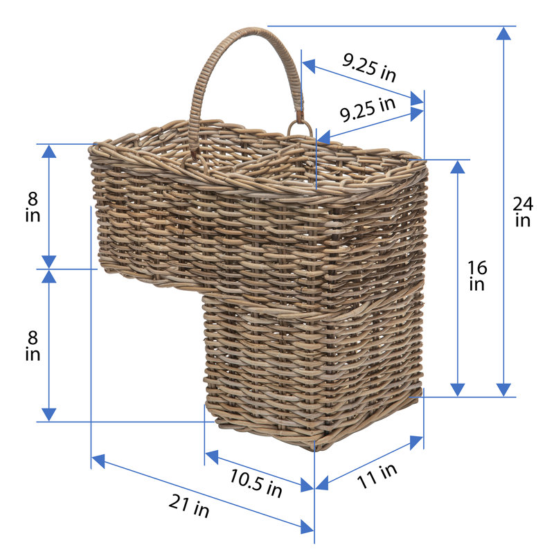 Panier en rotin Kabo avec poignée pliante, gris-brun