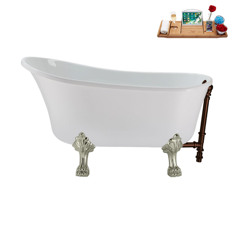 51.2'' x 25.6'' Soaking Acrylic Bathtub, Brushed Nickel, Matte Oil Rubbed Bronze