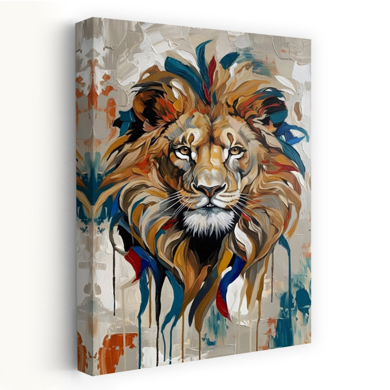 Lion, art mural moderne contemporain abstrait, H 60 po x l 40 po