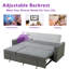 Canapé-lit convertible 3-en-1, canapé-lit moelleux en tissu de 77 po avec dossier réglable, canapé modulaire gris pour petit espace, lit escamotable jusqu'à 73 po
