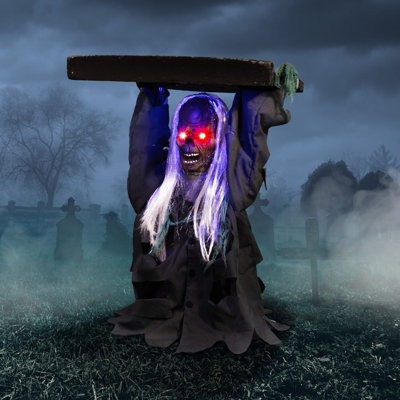 Haunted Hill Farm Tombstone Lifter by Tekky, Battery-Operated, Sound Activated Animatronic Zombie