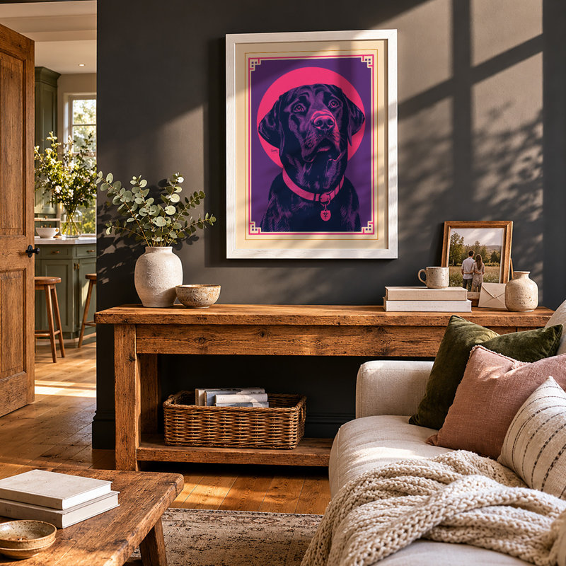 Dignified Halo Retro - Framed Print, A2 - 59.4 x 42.0 cm, White