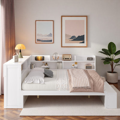L-shaped Daybed With Storage Cabinets, Shoe Cabinet And Usb Ports