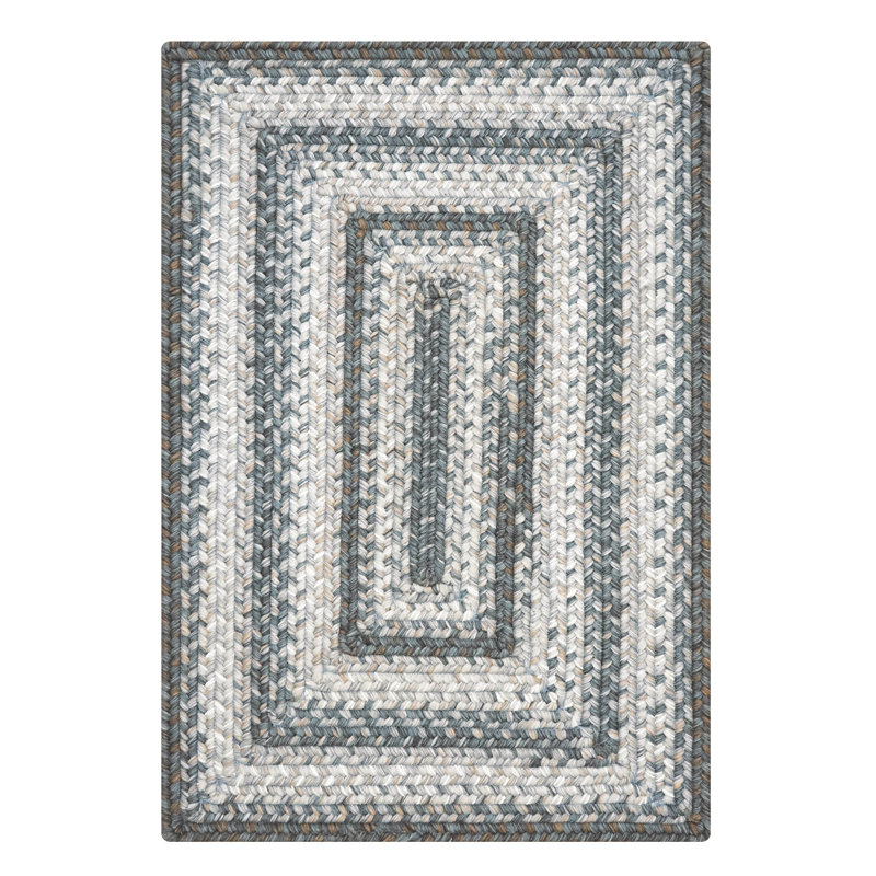  Braided Rug / Washable Indoor/Outdoor White/Ivory/Silver/Gray Rug, Rectangle 1'10" x 6'