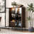 Freestanding Display Cabinet With 2 Storage Drawers, Glass Doors, 4-Tier Adjustable Shelves, And LED Light For Modern Living Spaces