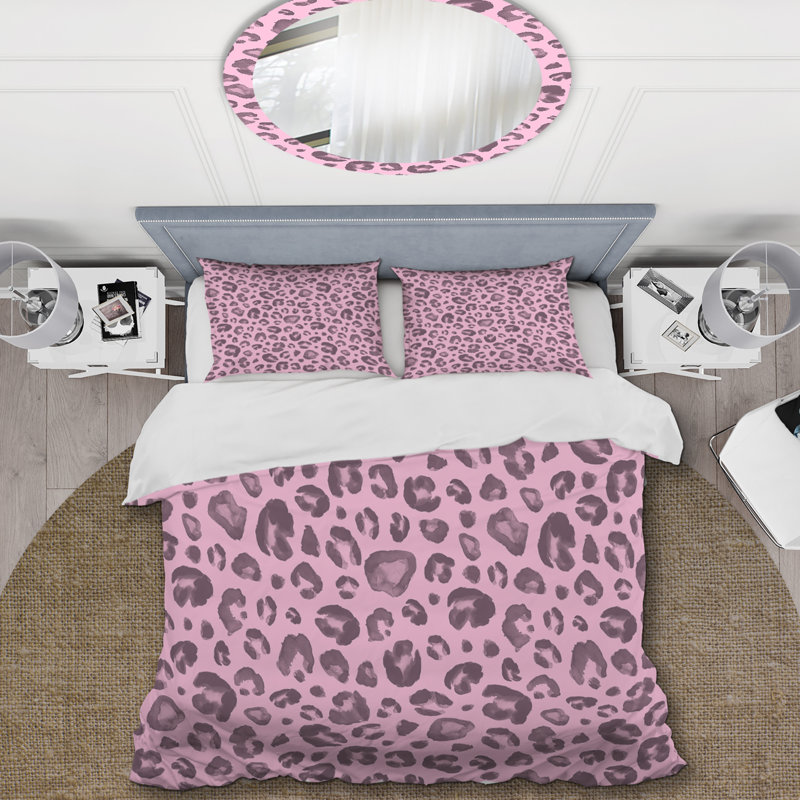 Peau de léopard rose - ensemble de housse de couette animaux - microfibre de polyester