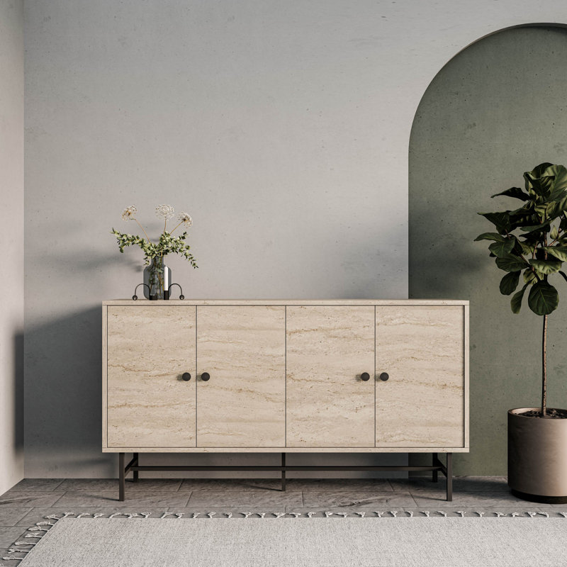 Mezza 79cm Sideboard, Traverten/Black