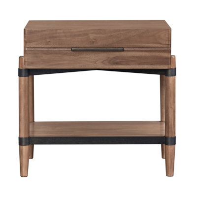 Solid Wood 1-Drawer Rectangular Nightstand