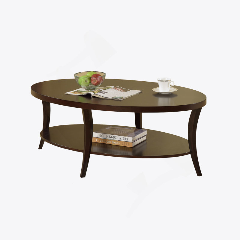 Perth Espresso Oval Coffee Table With Shelf