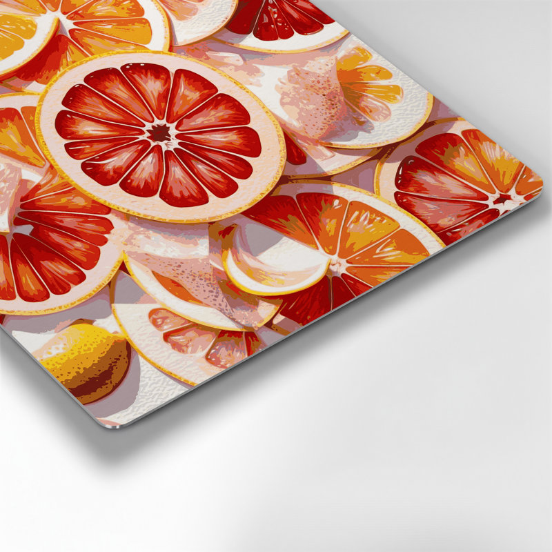 Fruit, pamplemousse, art mural en métal blanc rouge, H 12 po x l 12 po