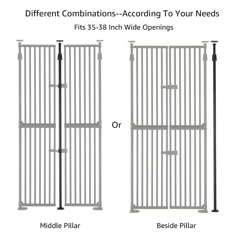 Steel Pressure Mounted Pet Gate, 248.9cm (218.4cm) H x 96.5cm(88.9cm) W x 2.8cm D