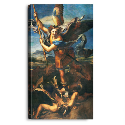 «St. Michael Vanquish Satan» par Raphael The World, reproduction d'art classique sur toile, estampe numérique sur toile, 36 po