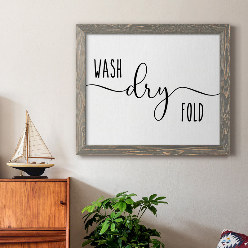«Wash Dry Fold», art textuel sur toile, H 24 po x l 18 po x P 1,5 po, Gris