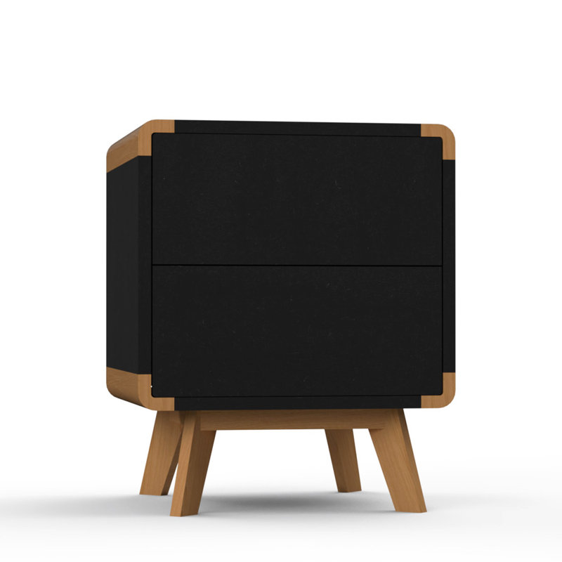 Foristell 45cm W Bedside Table, Brown, Black