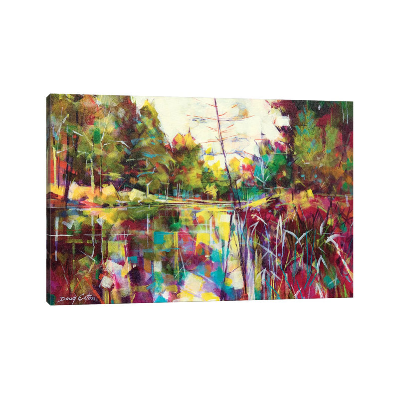 Soudley Ponds by Doug Eaton - Painting on Canvas, 30.48 cm H x 45.72 cm W, Wrapped Canvas