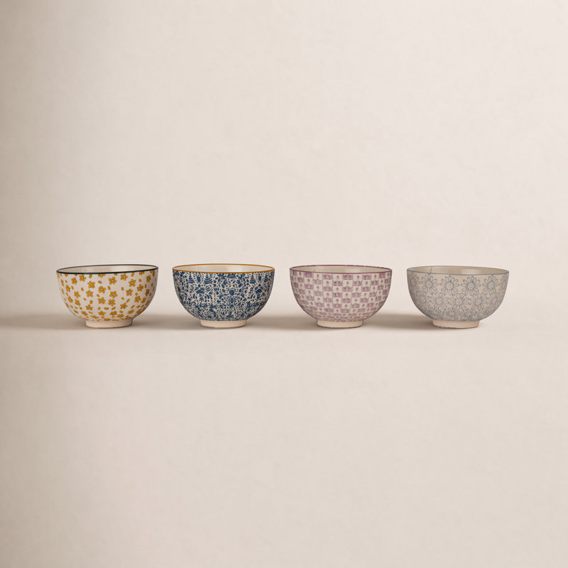 Floral Mosaic Stoneware Bowl Set