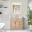 Ensemble de meuble-lavabo simple 36 po en frêne naturel avec miroir Gavino