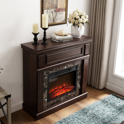 Foyer avec foyer électrique de 23 po, flamme réglable, télécommande, cerisier, l 42 po x P 14 po x H 40 po, 1400 W, température 62 à 82, minuterie de 30 minutes et 6 heures, 3 niveaux de flamme, finition lisse, conception 3D, Classique