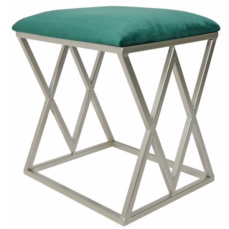 Millton Aluminium Accent Stool, Green, Champagne Base