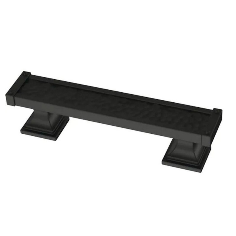Hammered 3" Center to Center Bar / Handle Pull, Flat Black